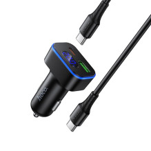 Automobilinis įkroviklis Hoco USB A + USB C PD QC3.0 48W + laidas USB C į C Z63B juodas