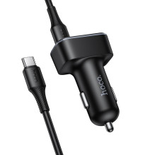 Car charger Hoco USB A + USB C PD QC3.0 48W + cable USB C to C Z63B black Car charger Hoco USB A + USB C PD QC3.0 48W + cable USB C to C Z63B black