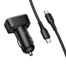 Car charger Hoco USB A + USB C PD QC3.0 48W + cable USB C to C Z63B black Car charger Hoco USB A + USB C PD QC3.0 48W + cable USB C to C Z63B black
