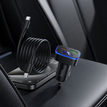 Automobilinis įkroviklis Hoco USB A + USB C PD QC3.0 48W + laidas USB C į C Z63B juodas