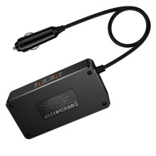 Smart dual car inverter charger Hoco 2 lighter ports max 200W PD66W / 1C2A Z66 black