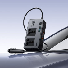 Išmanus dvigubas automobilio inverterinis įkroviklis „Hoco“ su 2 žiebtuvėlio prievadais, maks. 200 W, PD66W / 1C2A, Z66, Išmanus dvigubas automobilio inverterinis įkroviklis „Hoco“ su 2 žiebtuvėlio prievadais, maks. 200 W, PD66W / 1C2A, Z66,