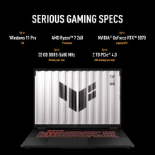 ASUS TUF Gaming A18 FA808UM-S9058 nešiojamas kompiuteris, 45,7 cm (18"), 2.5K RAM, 16 GB DDR5-SDRAM, 512 GB SSD, NV