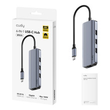 Cudy UH606 laptop dock / port replicator Wired USB 3.2 Gen 1 (3.1 Gen 1) Type-C Grey, Silver Cudy UH606 laptop dock / port replicator Wired USB 3.2 Gen 1 (3.1 Gen 1) Type-C Grey, Silver