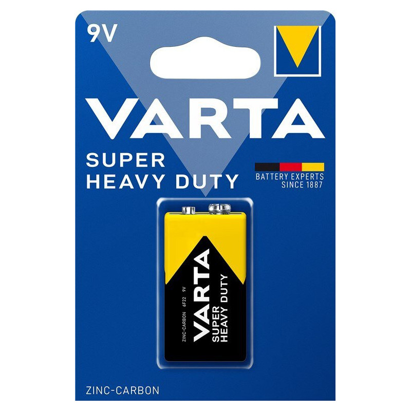 Baterija - VARTA 6F22 9V Super Heavy Duty Žemai Energijai Naudojamiems Įrenginiams
