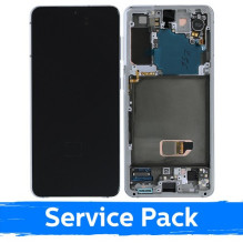 Ekranas skirtas Samsung G991 S21 su rėmeliu / Phantom White / (Service Pack) +INCLUDING BATTERY