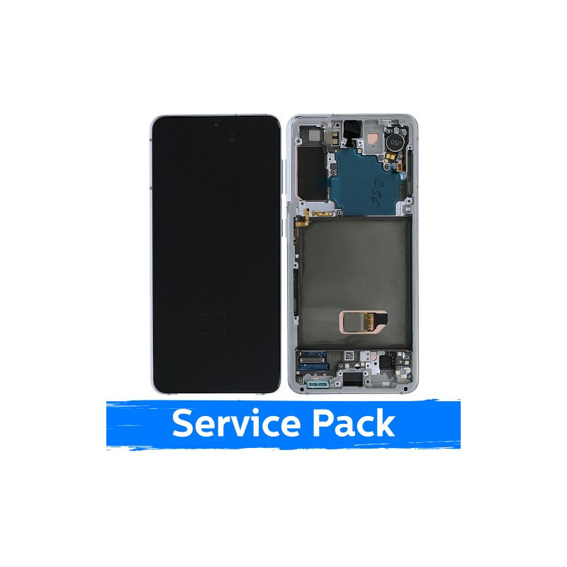 Ekranas skirtas Samsung G991 S21 su rėmeliu / Phantom White / (Service Pack) +INCLUDING BATTERY