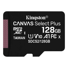 „Kingston Canvas Select Plus MicroSD“ atminties kortelė, 128 GB, 100 MB/s, su adapteriu „Kingston Canvas Select Plus MicroSD“ atminties kortelė, 128 GB, 100 MB/s, su adapteriu
