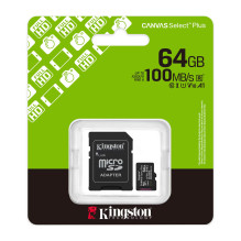 MicroSD Canvas Select Plus memory card, 64GB, 100MB / s, with adapter MicroSD Canvas Select Plus memory card, 64GB, 100MB / s, with adapter