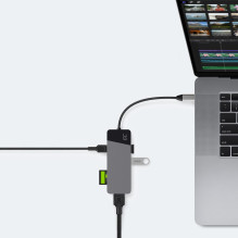 GREEN CELL HUB USB-C ADAPTERIS GC CONNECT 7W1 (3XUSB 3.1, HDMI 4K 60HZ, USB-C PD 85W, MICROSD / SD)