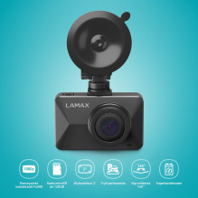 Vaizdo registratorius - LAMAX T3 Full HD 1080P 140° kampas 128GB