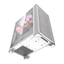 Computer Case - Darkflash DRX70 MESH, Tempered Glass, 4 RGB Fans, White Computer Case - Darkflash DRX70 MESH, Tempered Glass, 4 RGB Fans, White