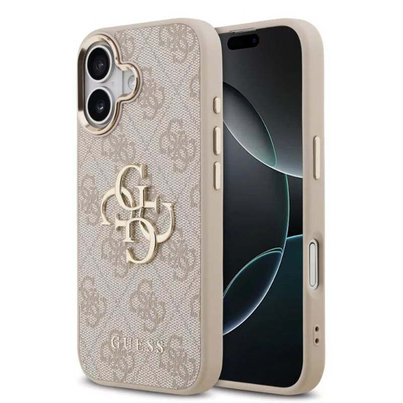 Guess Apple iPhone 17 PU Leather 4G Metal Logo Gold Frame MagSafe Case Pink