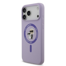 Karl Lagerfeld Apple iPhone 17 Pro Max Liquid Silicone Karl and Choupette MagSafe Case Purple