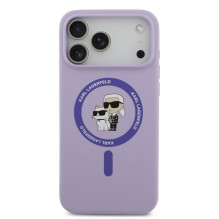 Karl Lagerfeld Apple iPhone 17 Pro Max Liquid Silicone Karl and Choupette MagSafe Case Purple