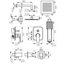 Potinkinis dušo komplektas Ferro Squerto SET-SQ1-P