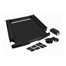 Washing machine and dryer stacking kit with drawer and strap, black