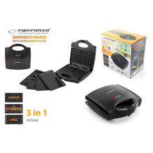 Esperanza EKT006K sumuštinių keptuvė 700 W, juoda Esperanza EKT006K sumuštinių keptuvė 700 W, juoda