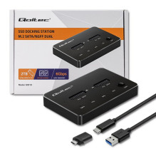 „Qoltec 50310“ diskų prijungimo stotelė, 2x SSD M.2 SATA, NGFF, USB C tipo „Qoltec 50310“ diskų prijungimo stotelė, 2x SSD M.2 SATA, NGFF, USB C tipo
