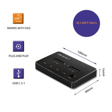 „Qoltec 50310“ diskų prijungimo stotelė, 2x SSD M.2 SATA, NGFF, USB C tipo „Qoltec 50310“ diskų prijungimo stotelė, 2x SSD M.2 SATA, NGFF, USB C tipo