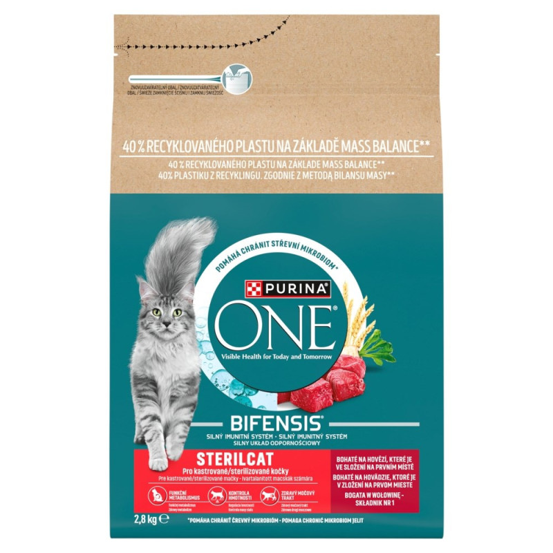 PURINA One Bifensis Sterilcat rich in beef - dry cat food - 2,8kg