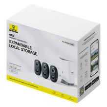 Baseus Security N1 2K Outdoor Camera Set 3x Camera + Base Station - White