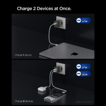 Ładowarka sieciowa Spigen Essential EE472EU-GAN 2-Porty 47 W - ciemnoszara