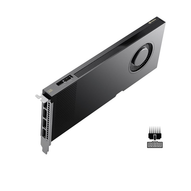 PNY RTX PRO 4000 Blackwell, 24 GB GDDR7 ECC 192 bitų, 140 W, PCI Express 5.0 x16, 4 x DisplayPort 2.1, ATX laikiklis, 1 