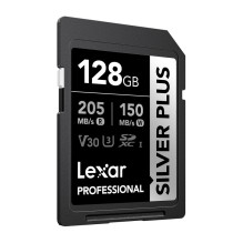 Atminties kortelė - Lexar Professional SILVER PLUS SDXC 128GB 205 MB / s Skaitymas 150 MB / s Rašymas