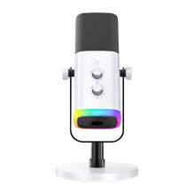 Mikrofonas - Fifine AM8W Dinaminis USB / XLR Stalo Su Kardioidiniu Modeliu, Baltas