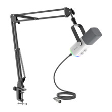 Mikrofonas - Fifine AM8TW Dinaminis USB / XLR Kardioidinis su stovu, Baltas