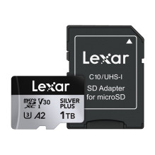 Atminties Kortelė - Lexar High-Performance Silver Plus microSDXC 1TB + Adapteris, 205 MB / s Skaitymas, 150 MB / s Rašym Atminties Kortelė - Lexar High-Performance Silver Plus microSDXC 1TB + Adapteris, 205 MB / s Skaitymas, 150 MB / s Rašym