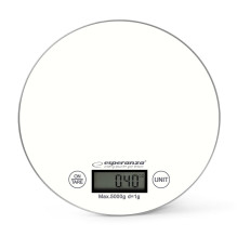 Esperanza EKS003W elektroninės virtuvinės svarstyklės, baltos, apvalios
