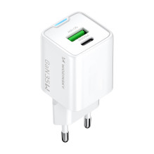 „Wozinsky WWC-35W GaN USB-A + USB-C“ sieninis įkroviklis – baltas
