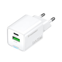 „Wozinsky WWC-35W GaN USB-A + USB-C“ sieninis įkroviklis – baltas