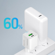 Wozinsky WWC-35W GaN USB-A + USB-C Wall Charger - White