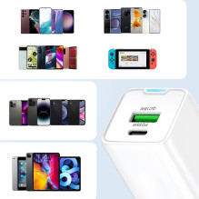 „Wozinsky WWC-35W GaN USB-A + USB-C“ sieninis įkroviklis – baltas