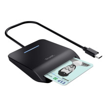 „Trust Primo“ išmaniųjų kortelių skaitytuvas, skirtas naudoti patalpose, USB, C tipo, juodas