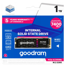 „Goodram PX700 SSD“ SSDPR-PX700-01T-80 vidinis SSD diskas M.2 1 TB PCI Express 4.0 NVMe 3D NAND „Goodram PX700 SSD“ SSDPR-PX700-01T-80 vidinis SSD diskas M.2 1 TB PCI Express 4.0 NVMe 3D NAND