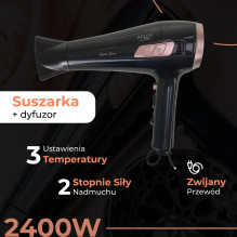 Adler AD 2283 Plaukų džiovintuvas 2000 W Juoda