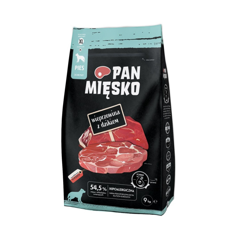PAN MIĘSKO Pork with wild boar XL - dry dog food - 9kg