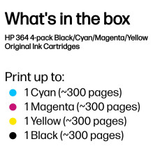 HP 364 4-pack Black / Cyan / Magenta / Yellow Original Ink Cartridges ink cartridge