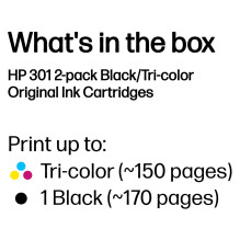 HP 301 2-pack Black / Tri-color Original Ink Cartridges ink cartridge HP 301 2-pack Black / Tri-color Original Ink Cartridges ink cartridge