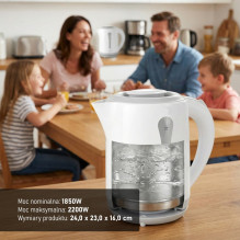 Adler AD 1244 electric kettle 2.5 L 2200 W white and blue Adler AD 1244 electric kettle 2.5 L 2200 W white and blue