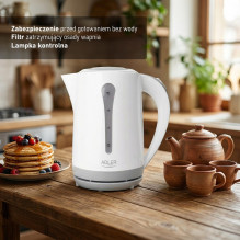 Adler AD 1244 electric kettle 2.5 L 2200 W white and blue Adler AD 1244 electric kettle 2.5 L 2200 W white and blue
