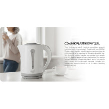 Adler AD 1244 electric kettle 2.5 L 2200 W white and blue Adler AD 1244 electric kettle 2.5 L 2200 W white and blue