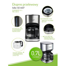 Adler AD 4407 coffee maker Semi-auto Drip coffee maker Adler AD 4407 coffee maker Semi-auto Drip coffee maker