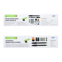 PNI MAB600 swing gate automation kit with 2 motors, lamp, photocells, remote controls, and control panel, gate length 2 PNI MAB600 swing gate automation kit with 2 motors, lamp, photocells, remote controls, and control panel, gate length 2