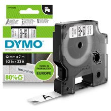 DYMO D1 Standard - Black on White - 12mm label-making tape DYMO D1 Standard - Black on White - 12mm label-making tape