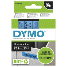 DYMO D1 Standard – juoda ant mėlynos – 12 mm etikečių spausdinimo juosta DYMO D1 Standard – juoda ant mėlynos – 12 mm etikečių spausdinimo juosta